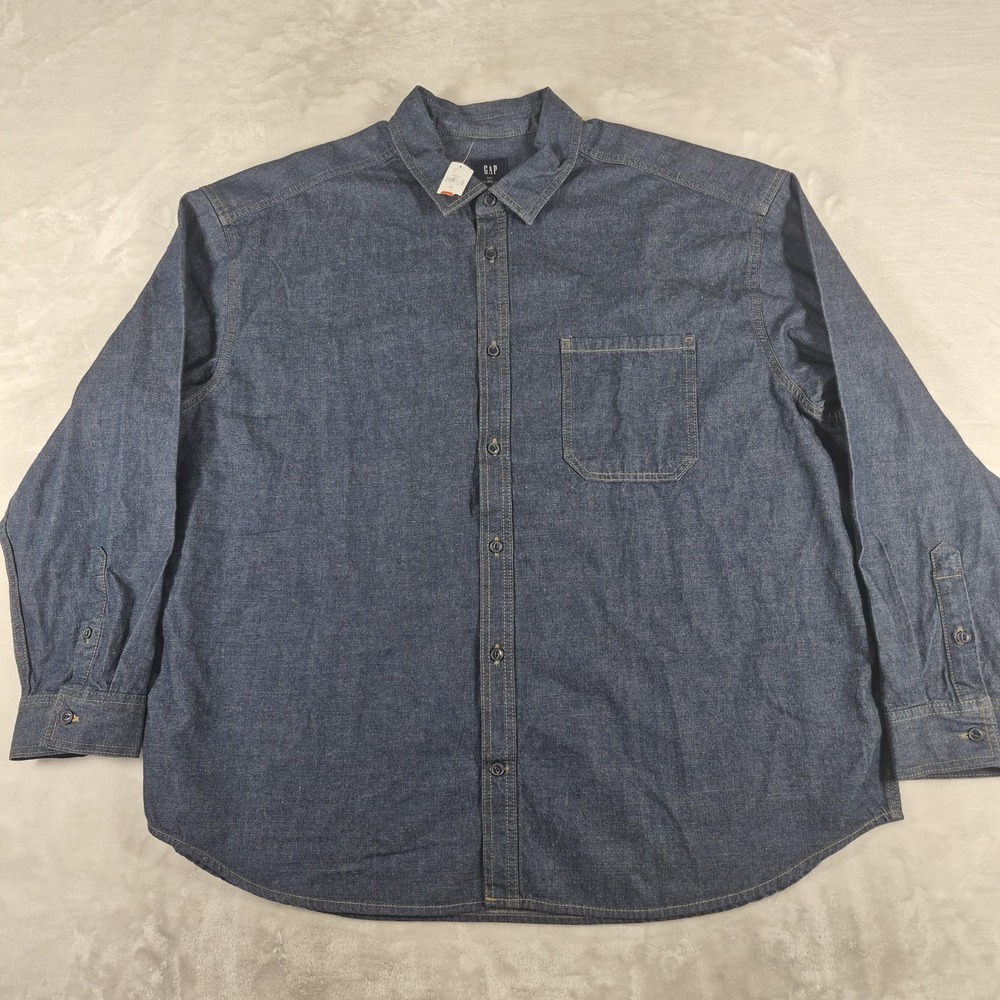GAP The Big Shirt Men's 2XL XXL Blue Heavyweight Long Sleeve Button Up NWT